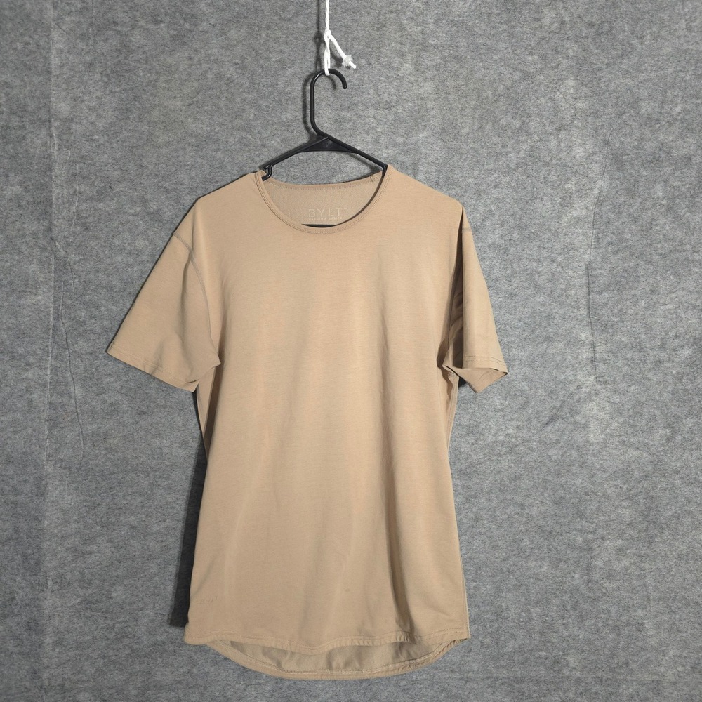 BYLT Drop-Cut Tee Mens M Sand Tan Short Sleeve Curved Hem XDC_SS_SND_M Athletic